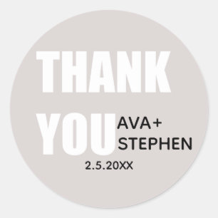 Simple Dusty Pink minimalist Wedding Thank you Classic Round Sticker