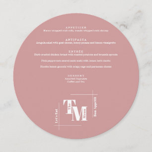 Simple Dusty Pink Modern Chic Wedding Thank You Menu