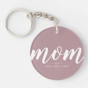 Simple Dusty Pink Mom EST. Acrylic Keychain