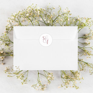 Simple Dusty Pink Monogram Wedding Envelope Seal