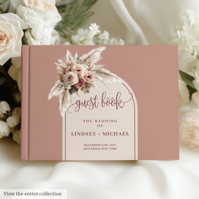 Simple Dusty Pink Pampas Grass Floral Guest Book (Simple Dusty Pink Pampas Grass Floral Guest Book)