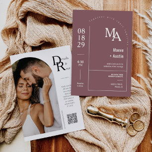 Simple Dusty Purple Modern Minimal Arch QR Code Invitation