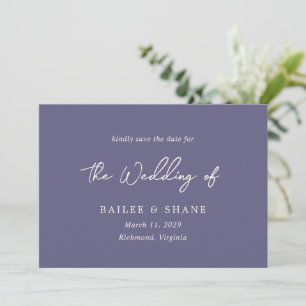 Simple Dusty Purple Modern Wedding Save The Date