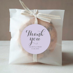 Simple Dusty Purple Thank You Wedding Classic Round Sticker