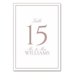 Simple Dusty Rose Elegant Calligraphy Wedding Table Number