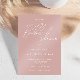 Simple Dusty Rose Elegant Script Bridal Shower Invitation