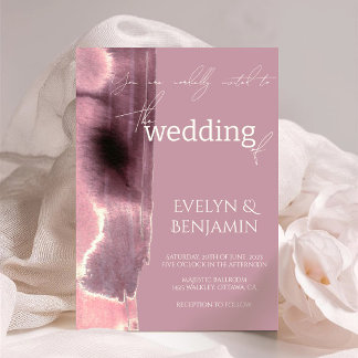 Simple Dusty Rose Mauve Wedding Invitation