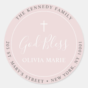 Simple Dusty Rose Pink Baptism Address Label