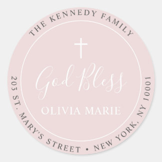 Simple Dusty Rose Pink Baptism Address Label