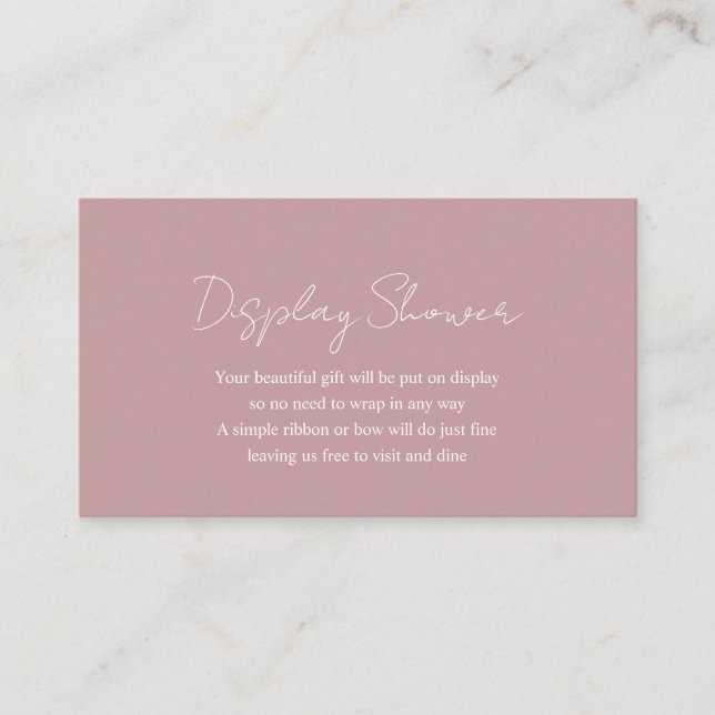 Simple Dusty Rose Pink Modern Display Baby Shower Enclosure Card (Front)
