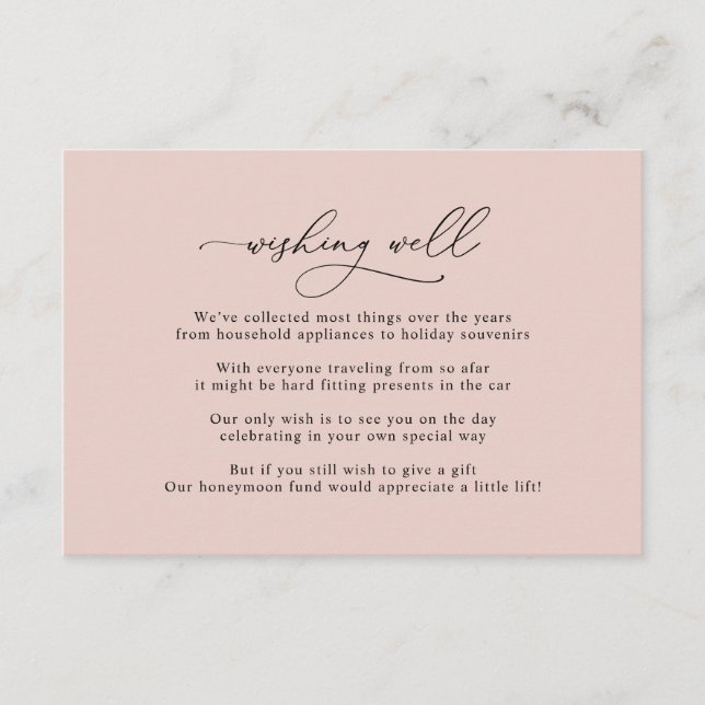 Simple Dusty Rose Pink Wishing Well Enclosure Card (Front)
