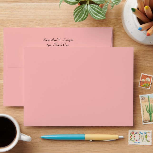 Simple Dusty Rose Wedding Invitation  Envelope (Desk)