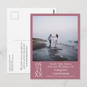 Simple Dusty Rose Wedding Save the Date Photo Postcard