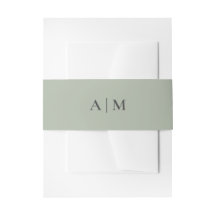 Simple Dusty Sage Wedding Invitation Belly Band
