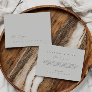 Simple Dusty Silver Blue Wedding Thank You Card