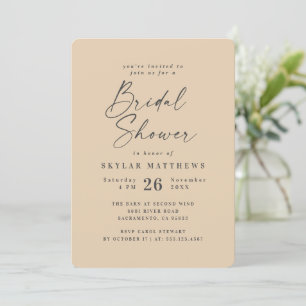 Simple Dusty Yellow Solid Colour Bridal Shower Invitation