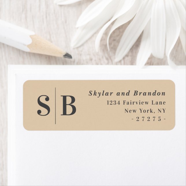 Simple Dusty Yellow Wedding Return Address Label (Insitu)