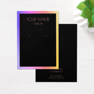 Simple earring display card with colourful border