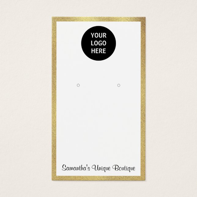 Simple Earring Holders Business Logo Display Gold (Front)