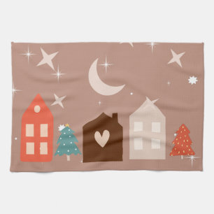 Simple Earth Tone Merry Christmas  Tea Towel