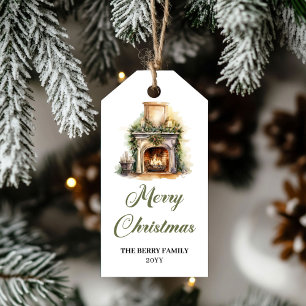 Simple Earthy Colors Xmas Gift Tag Elegant Script