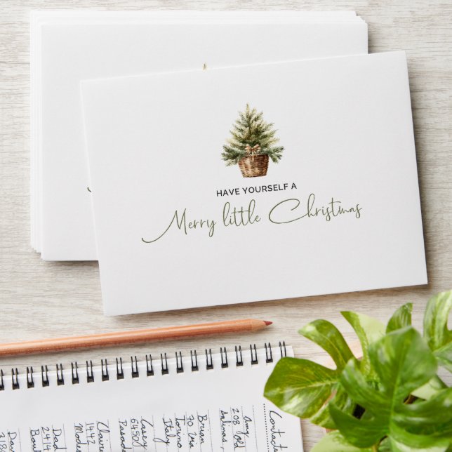 Simple earthy tones watercolor Christmas tree Envelope (Stacked)