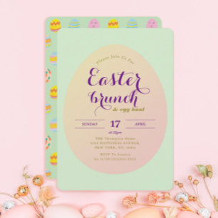 Simple Easter Brunch Egg Hunt Green Purple Invitation