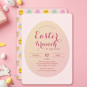 Simple Easter Brunch Egg Hunt Soft Pink Invitation