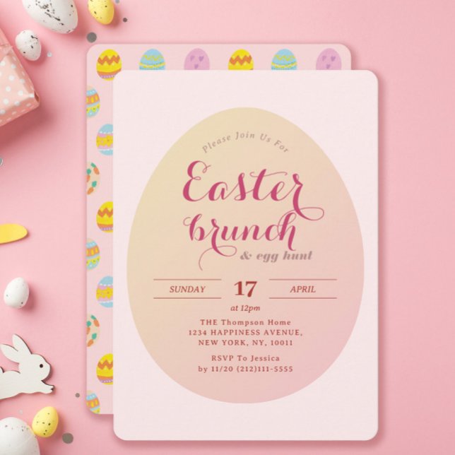 Simple Easter Brunch Egg Hunt Soft Pink Invitation (Creator Uploaded)