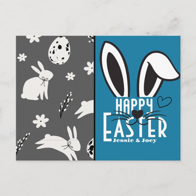simple easter bunny simple cute family custom  holiday postcard (Front)