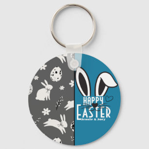 simple easter bunny simple cute family custom key ring