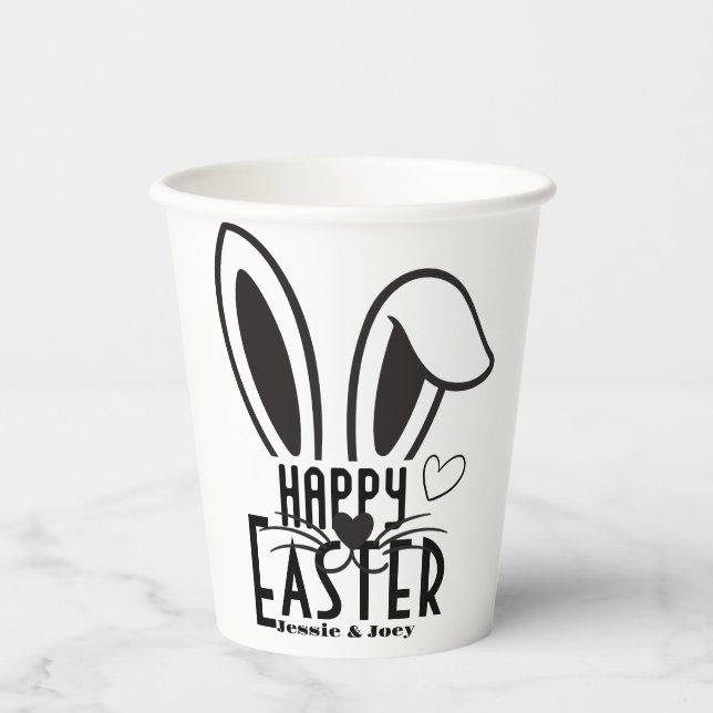 simple easter bunny simple cute family custom  paper cups (Front)