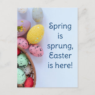 simple, Easter is here, Happy Easter to friends  Holiday Postcard