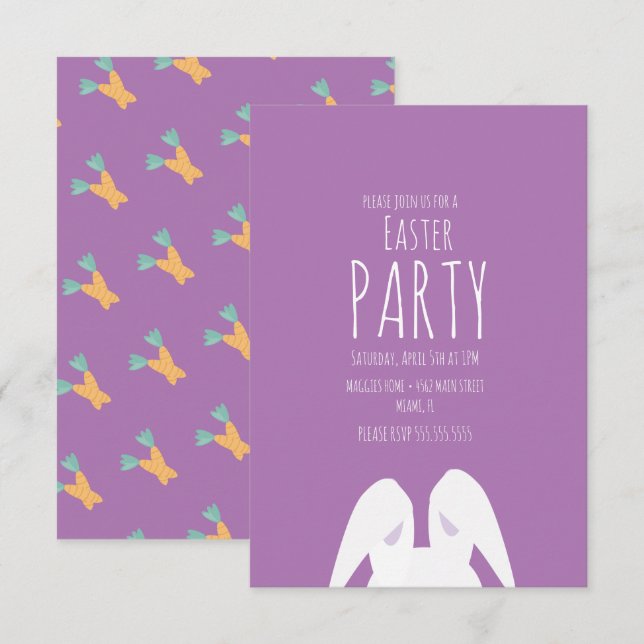Simple Easter Party Carrot Bunny Event Invitation (Front/Back)