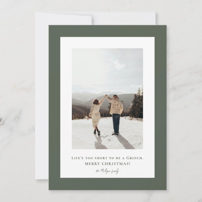 Simple Ebony frame photo  Holiday Card (Front)