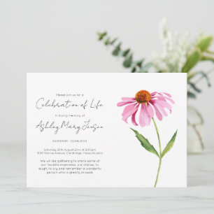Simple Echinacea Celebration of Life Funeral Invitation