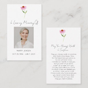 Simple Echinacea Photo Funeral Prayer Card