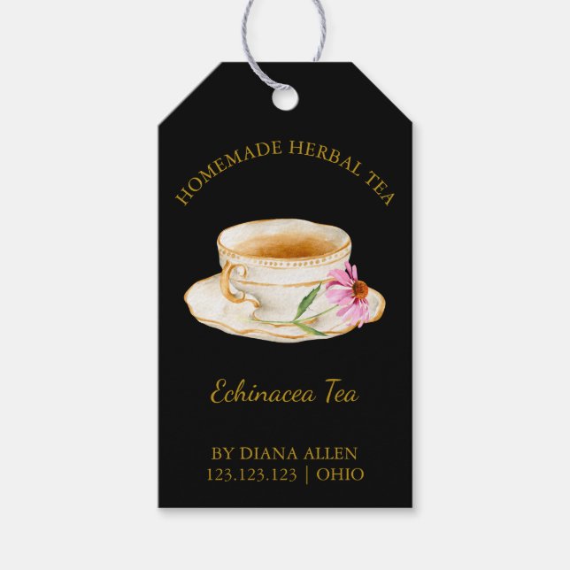 Simple Echinacea Tea Hang Tag  (Front)