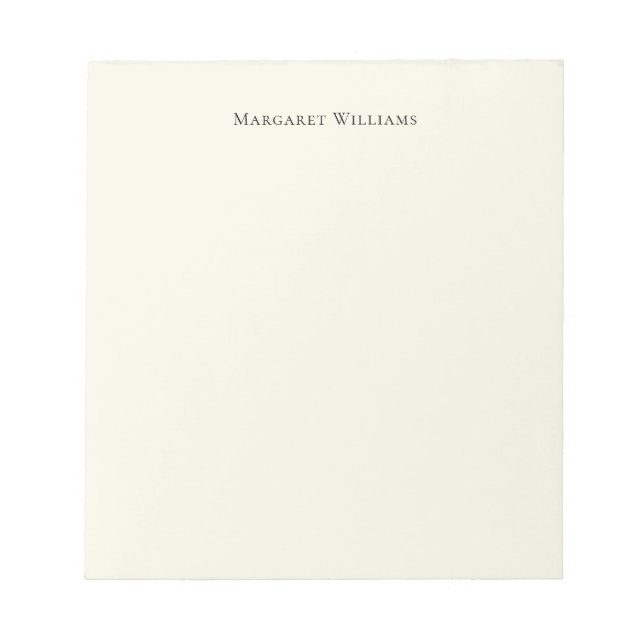 Simple Ecru Ivory White Cream Paper Personalised Notepad (Front)