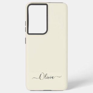 Simple Ecru White with Script Custom Name Samsung Galaxy Case