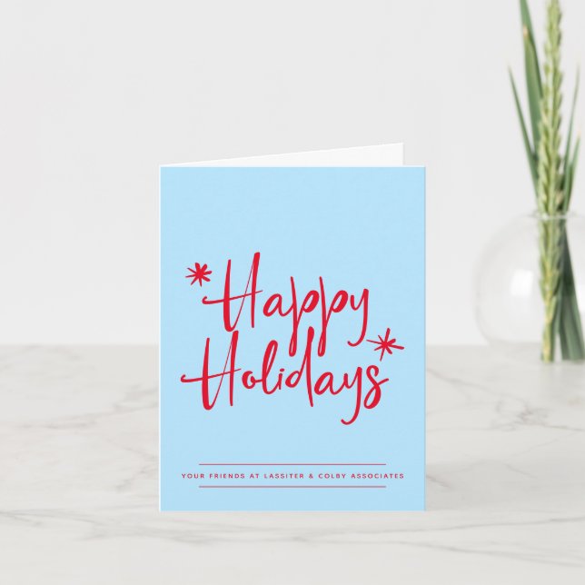 Simple Editable Colour Happy Holidays Business Holiday Card (Front)