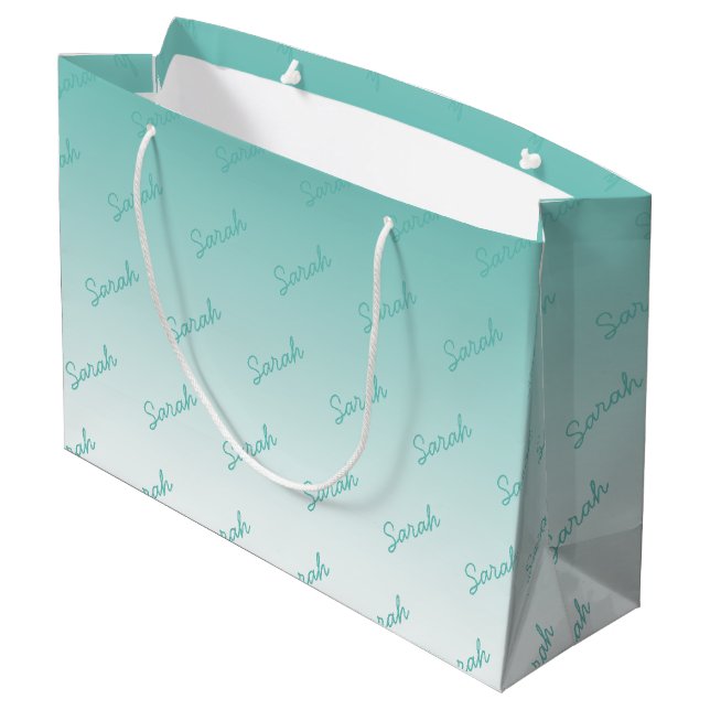 Simple Editable Name | Editable Any Colour Ombre Large Gift Bag (Back Angled)