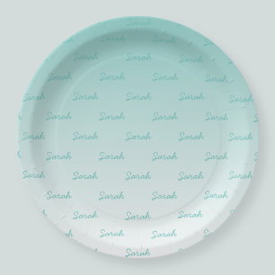 Simple Editable Name Editable Any Colour Ombre Paper Plate
