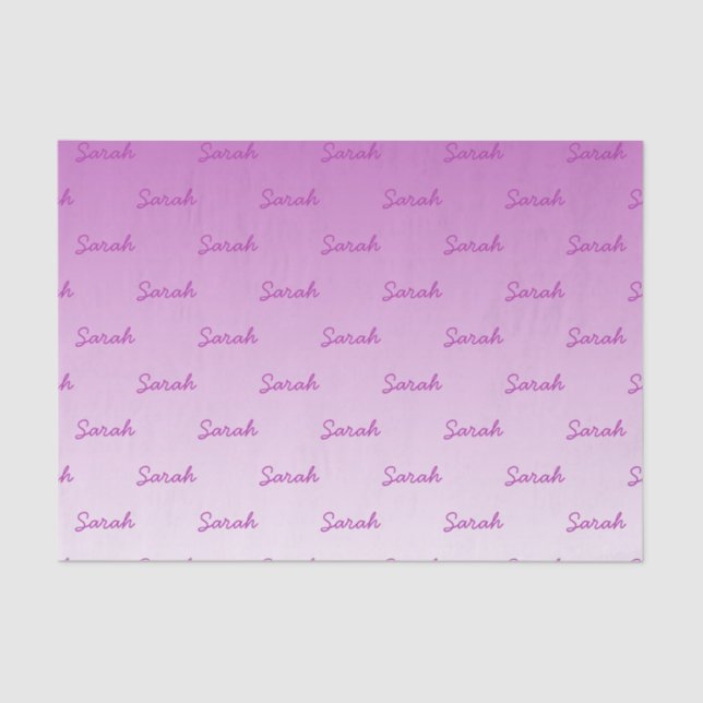 Simple Editable Name | Editable Any Colour Ombre Tissue Paper (Front)