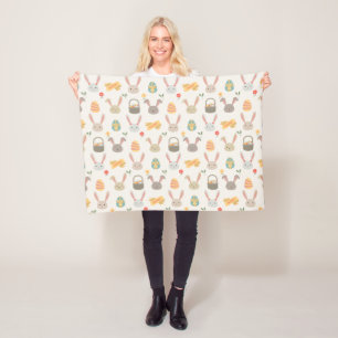 Simple Eggs and Bunnies Easter Fleece Blanket