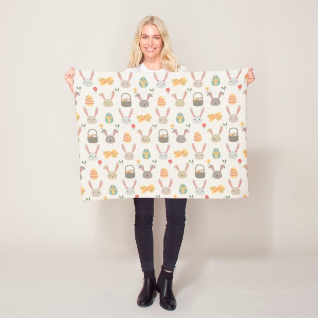 Simple Eggs and Bunnies Easter | Fleece Blanket (In Situ)