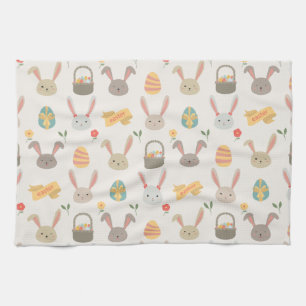 Simple Eggs and Bunnies Easter Kitchen Towel