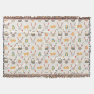 Simple Eggs and Bunnies Easter   Throw Blanket