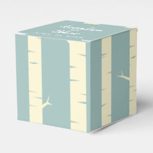 Simple Eggshell Blue Birch Wedding Favour Boxes