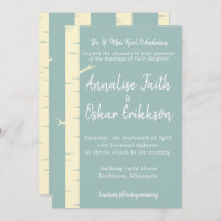 Simple Eggshell Blue Birch Wedding Invitation